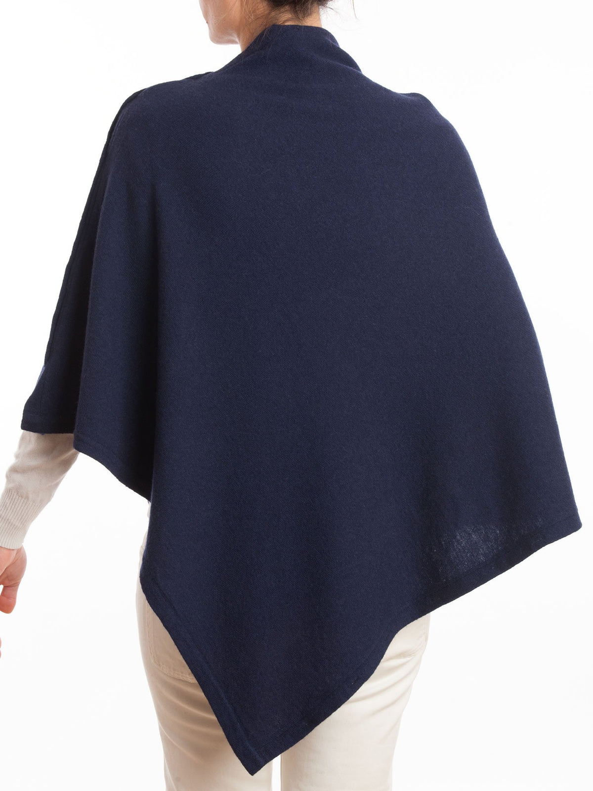 Poncho aus Kaschmirmischung mit Knöpfen, Farbe Blau, Ansicht 3 | Dalle Piane Cashmere