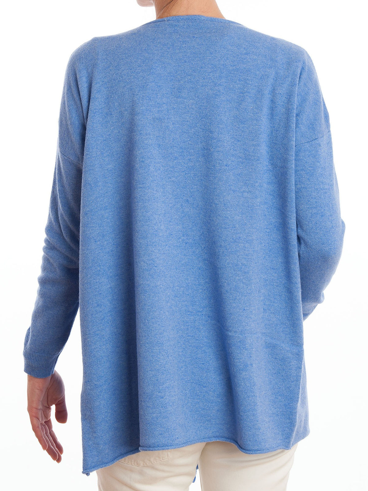 Strickjacke mit Wasserfallkragen aus Kaschmirmischung, Farbe Hellblau, Ansicht 3 | Dalle Piane Cashmere