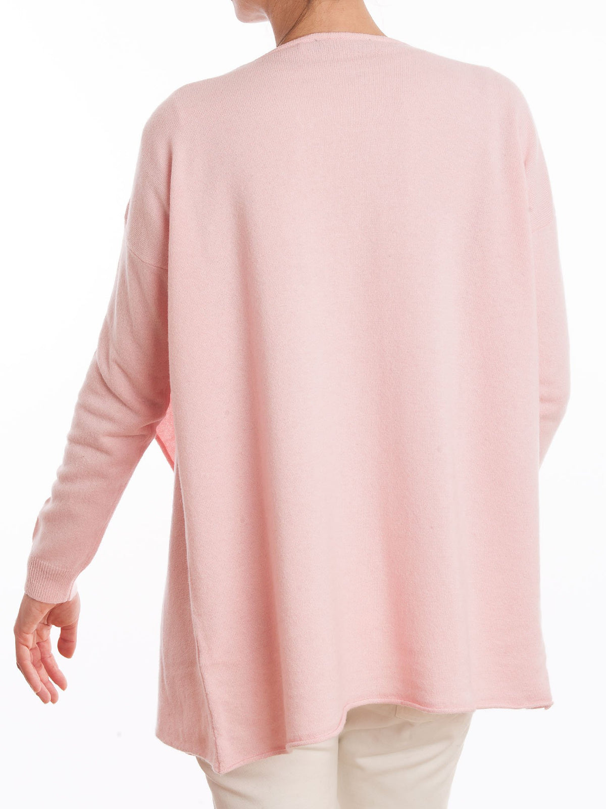 Strickjacke mit Wasserfallkragen aus Kaschmirmischung, Farbe Rosa, Ansicht 3 | Dalle Piane Cashmere