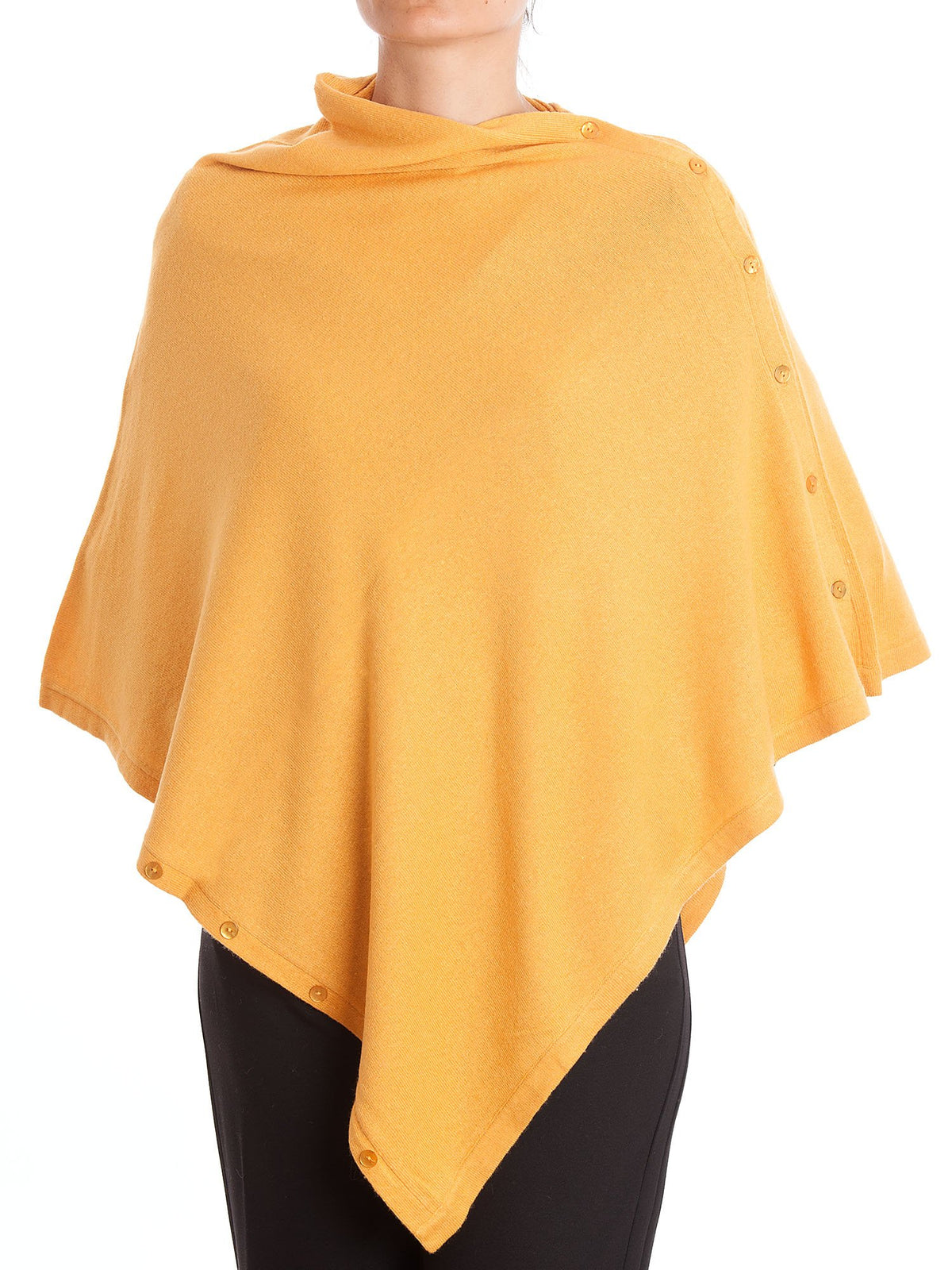 Poncho aus Kaschmirmischung mit Knöpfen, Farbe Gelb | Dalle Piane Cashmere