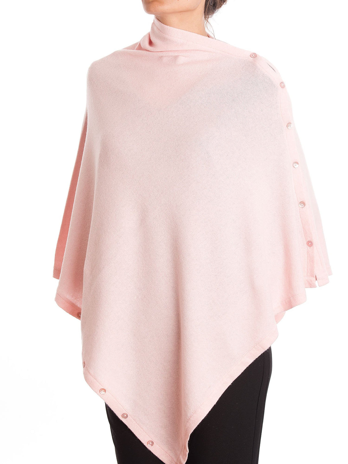 Poncho aus Kaschmirmischung mit Knöpfen, Farbe Rosa | Dalle Piane Cashmere