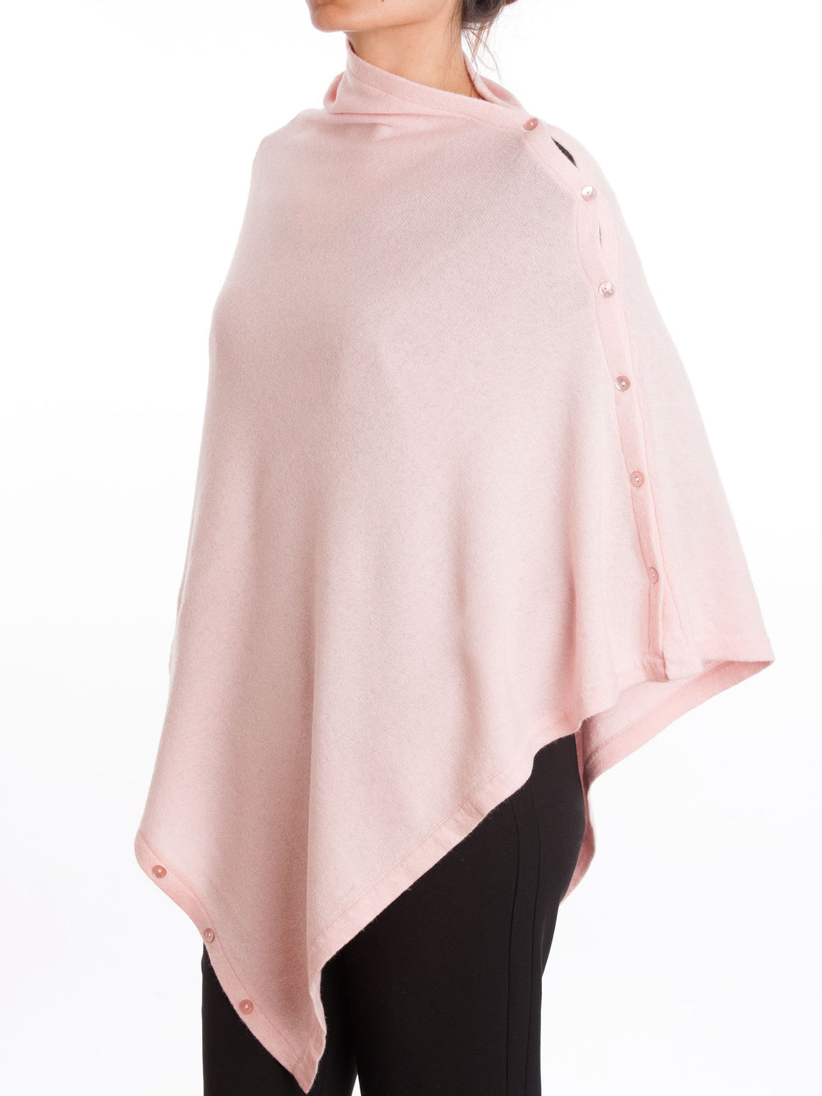 Poncho aus Kaschmirmischung mit Knöpfen, Farbe Rosa, Ansicht 2 | Dalle Piane Cashmere