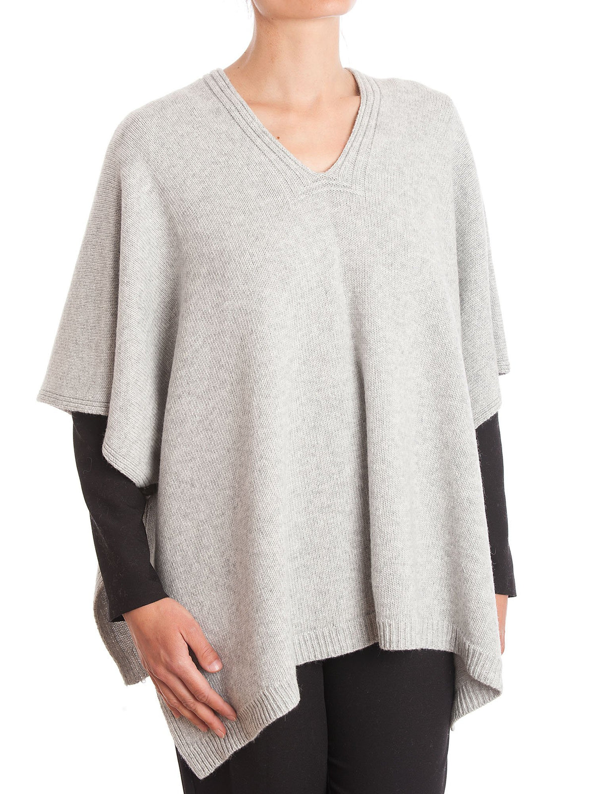 Cape mit seitlichen Knöpfen aus Kaschmirmischung, Farbe Grau | Dalle Piane Cashmere