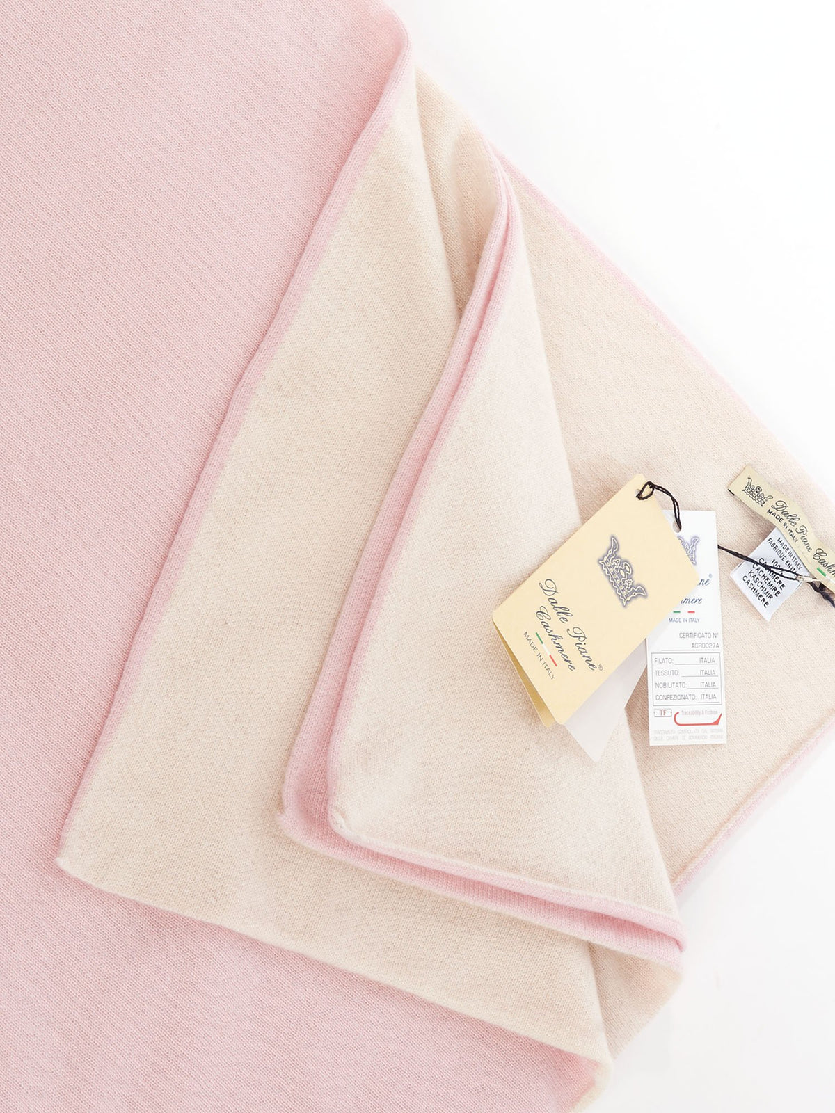 Zwei Farben Babydecke 100 % Kaschmir, Farbe Rosa, Ansicht 3 | Dalle Piane Cashmere