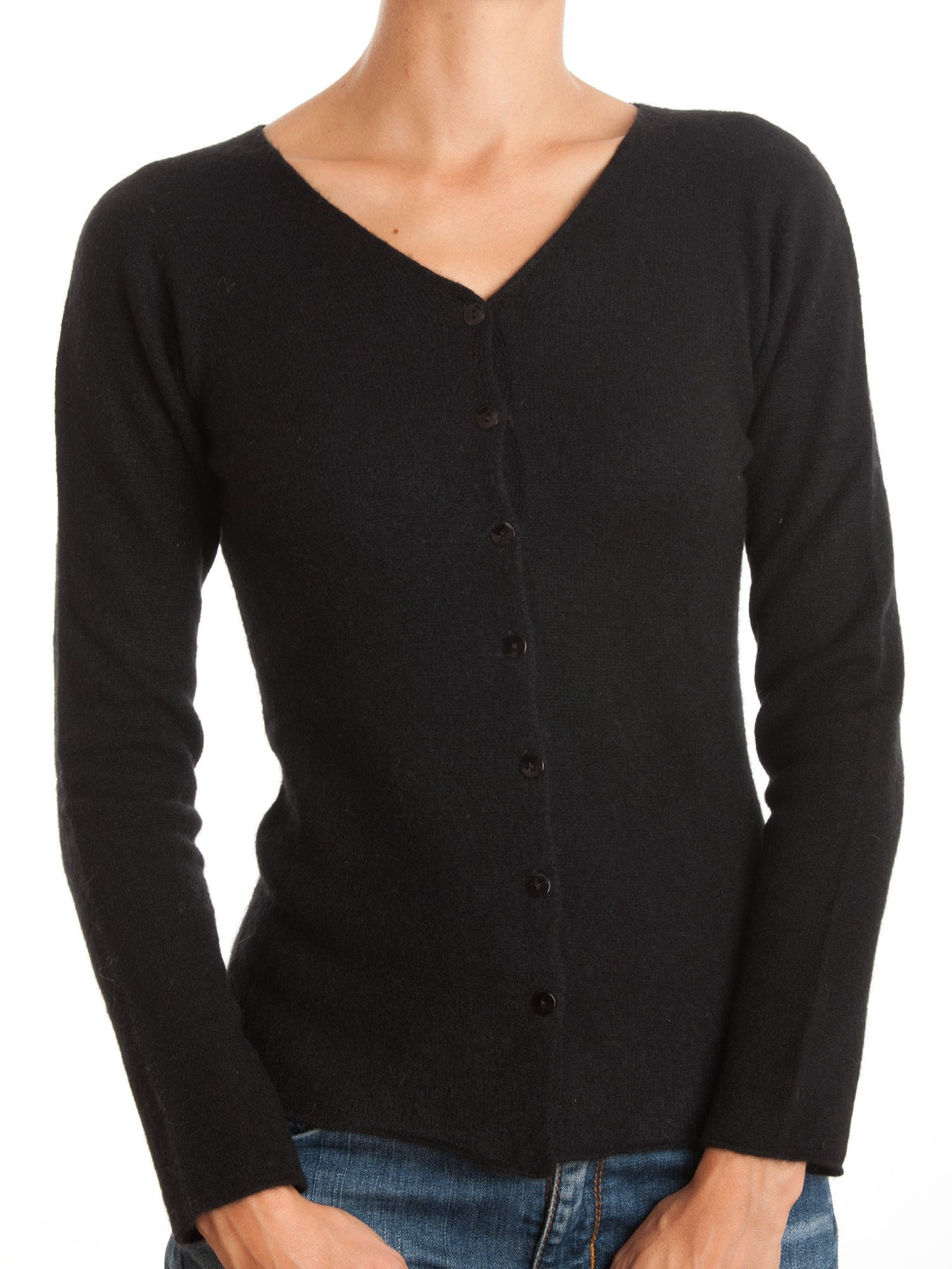 Strickjacke aus 100 % Kaschmir, Farbe Schwarz, Ansicht 2 | Dalle Piane Cashmere