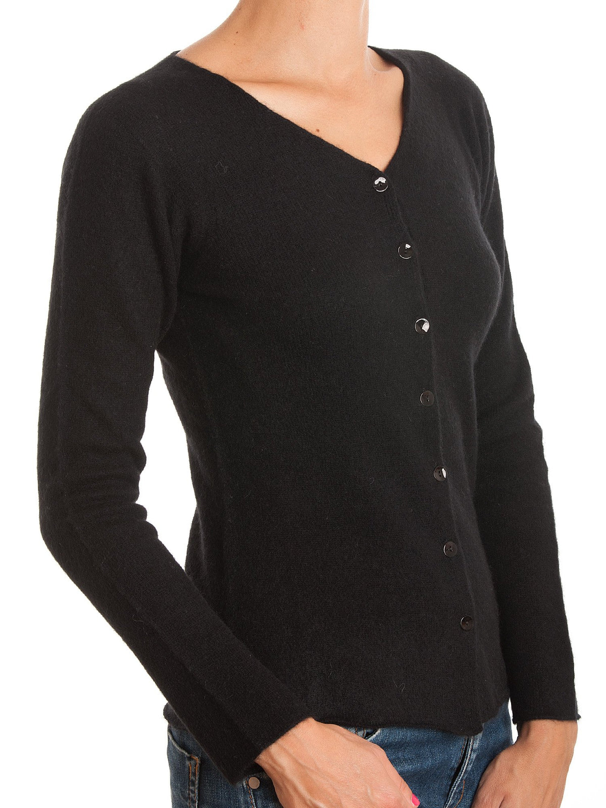 Strickjacke aus 100 % Kaschmir, Farbe Schwarz | Dalle Piane Cashmere