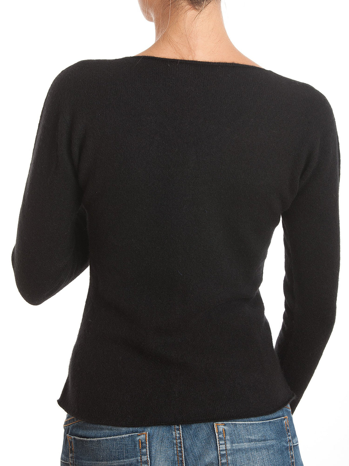 Strickjacke aus 100 % Kaschmir, Farbe Schwarz, Ansicht 4 | Dalle Piane Cashmere