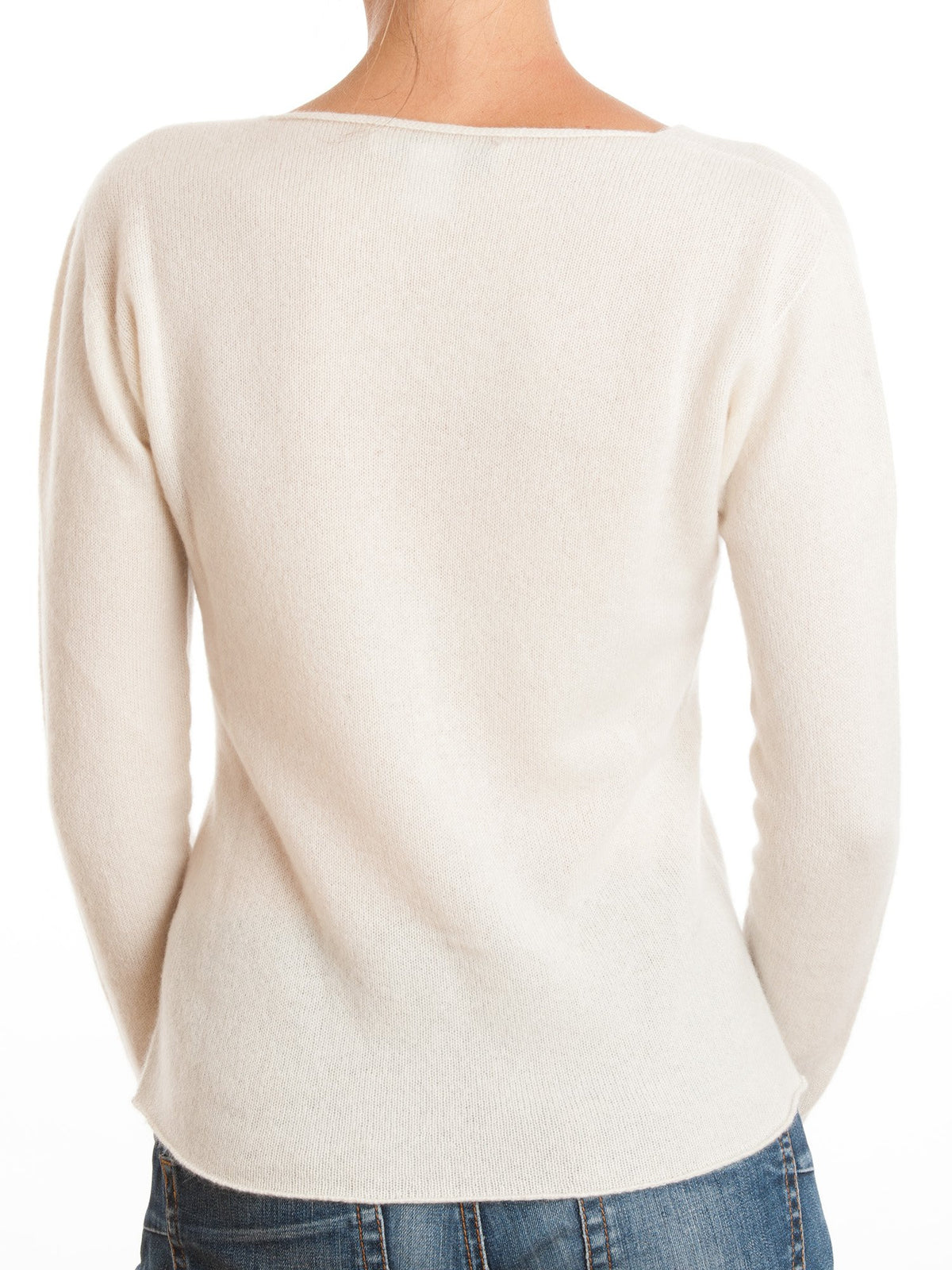 Strickjacke aus 100 % Kaschmir, Farbe Creme, Ansicht 5 | Dalle Piane Cashmere