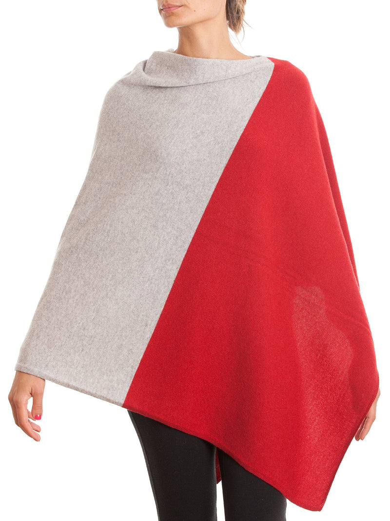 Poncho zweifarbig 100% Kaschmir | Dalle Piane Cashmere