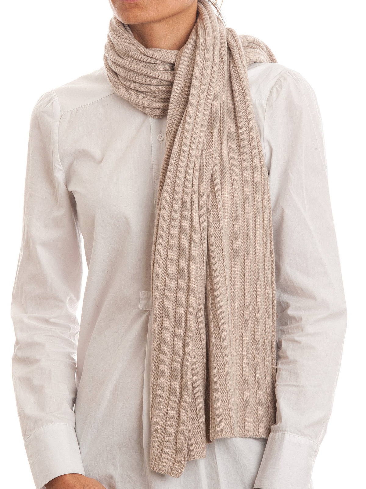 Schal und Mütze Set aus Kaschmirmischung, Farbe Beige, Ansicht 3 | Dalle Piane Cashmere