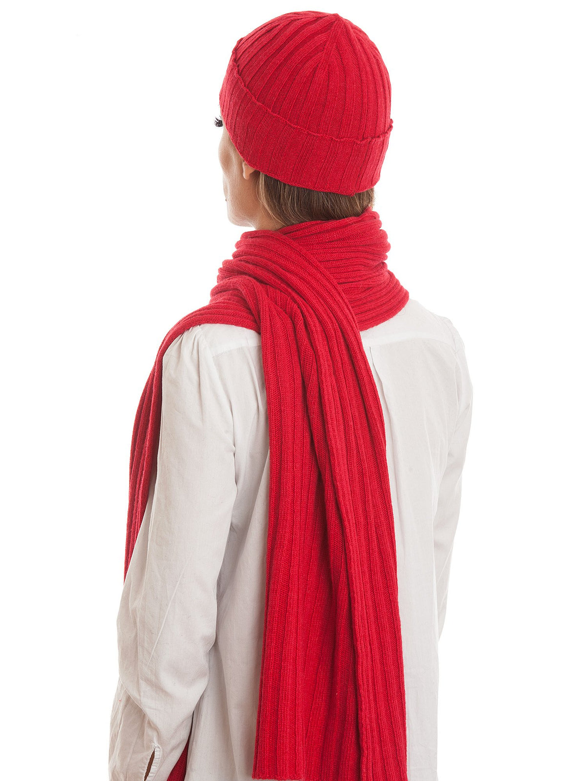 Schal und Mütze Set aus Kaschmirmischung, Farbe Rot, Ansicht 2 | Dalle Piane Cashmere