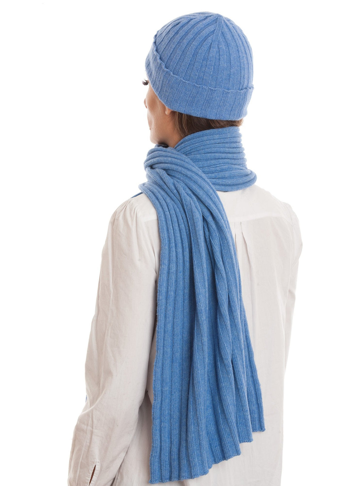 Schal und Mütze Set aus Kaschmirmischung, Farbe Hellblau | Dalle Piane Cashmere