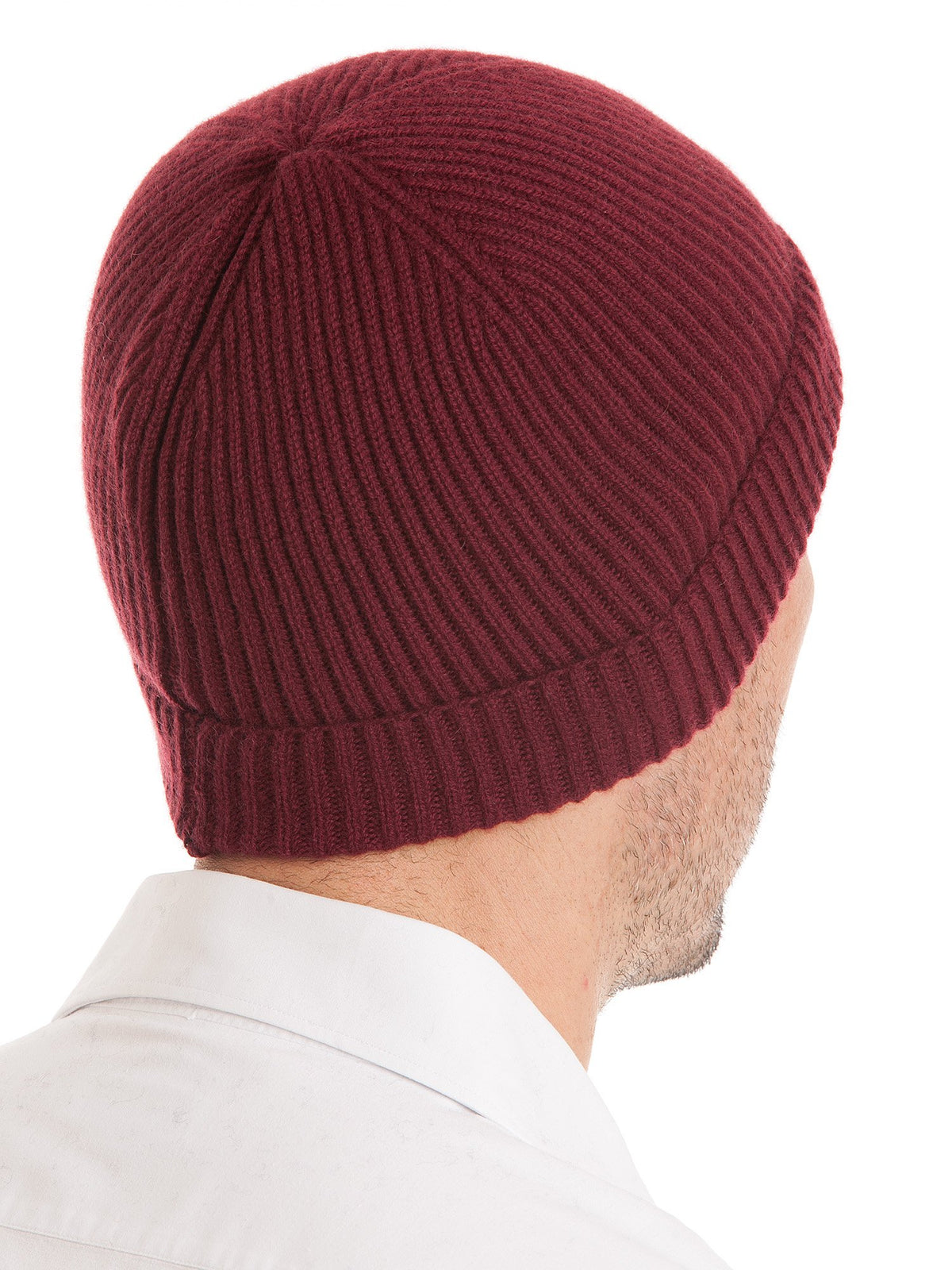 Herrenmütze aus 100 % Kaschmir im englischen Patentmuster, Farbe Bordeaux | Dalle Piane Cashmere