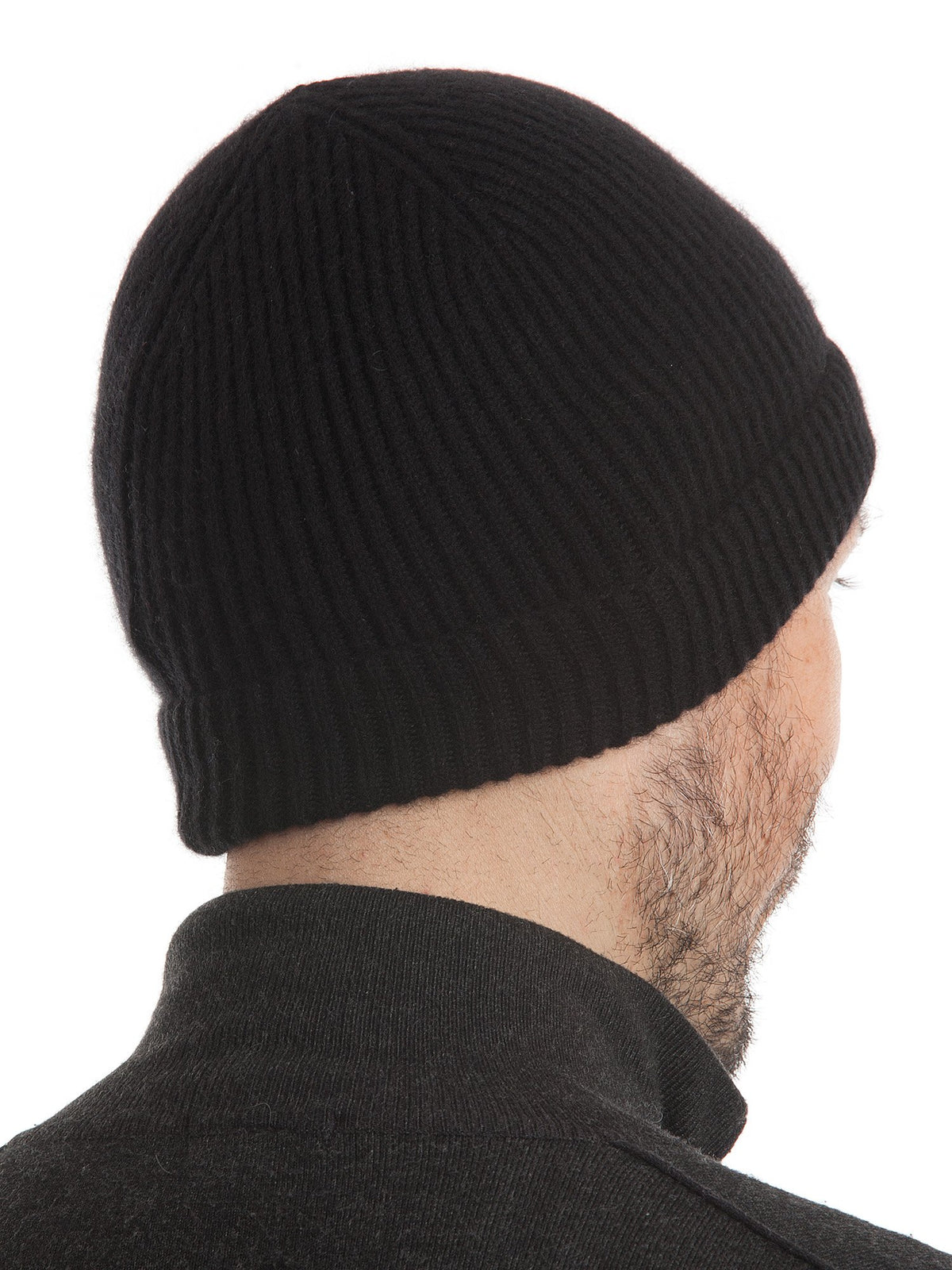 Herrenmütze aus 100 % Kaschmir im englischen Patentmuster, Farbe Schwarz | Dalle Piane Cashmere