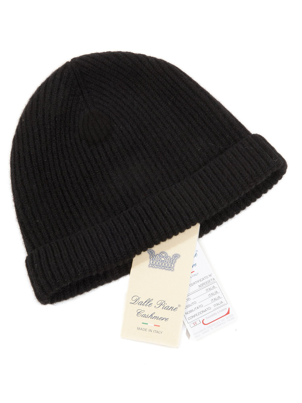 Herrenmütze aus 100 % Kaschmir im englischen Patentmuster, Farbe Schwarz, Ansicht 2 | Dalle Piane Cashmere