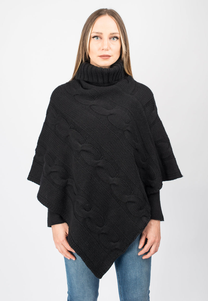 Poncho dolcevita con trecce | Dalle Piane Cashmere