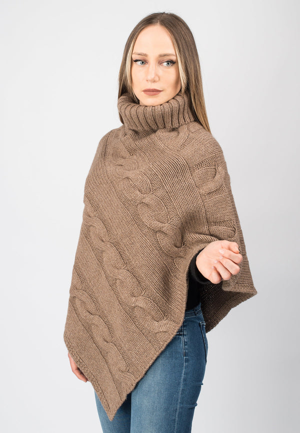 Poncho dolcevita con trecce | Dalle Piane Cashmere