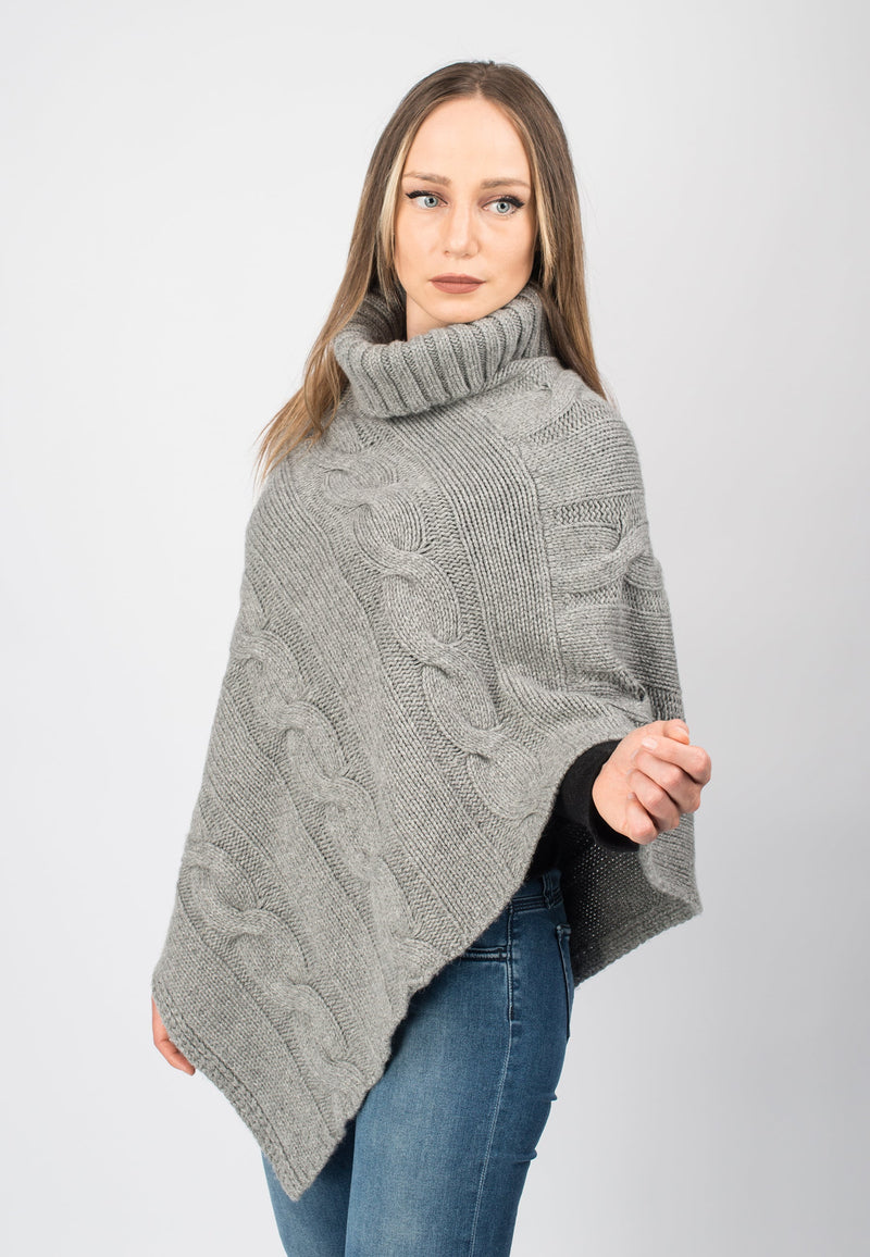 Poncho dolcevita con trecce | Dalle Piane Cashmere