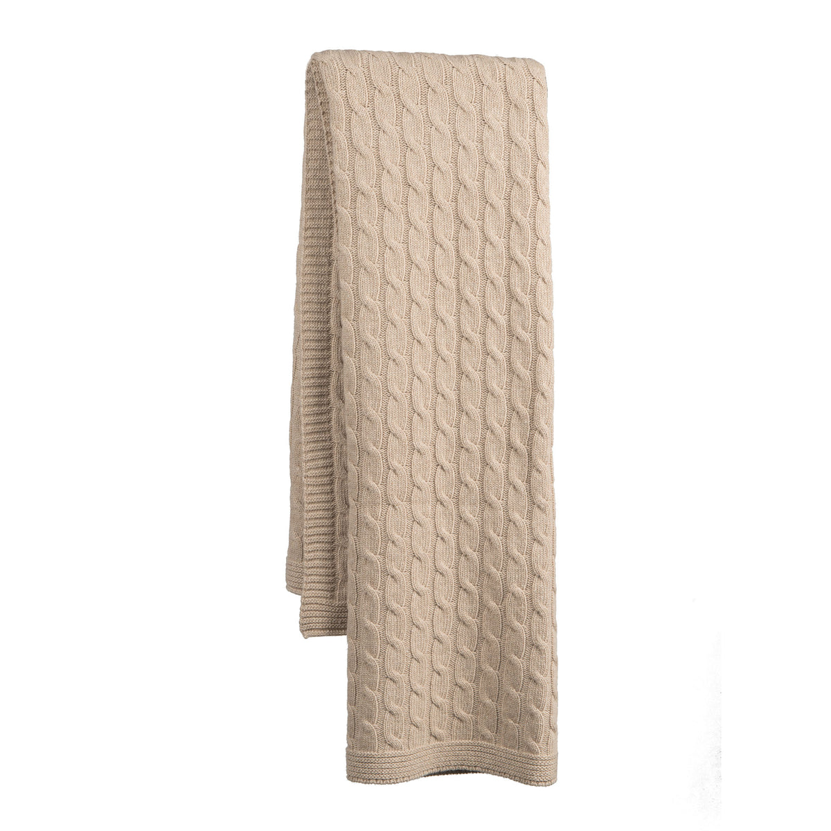 Plaid mit Zopfmuster aus Kaschmirmischung, Farbe Beige | Dalle Piane Cashmere