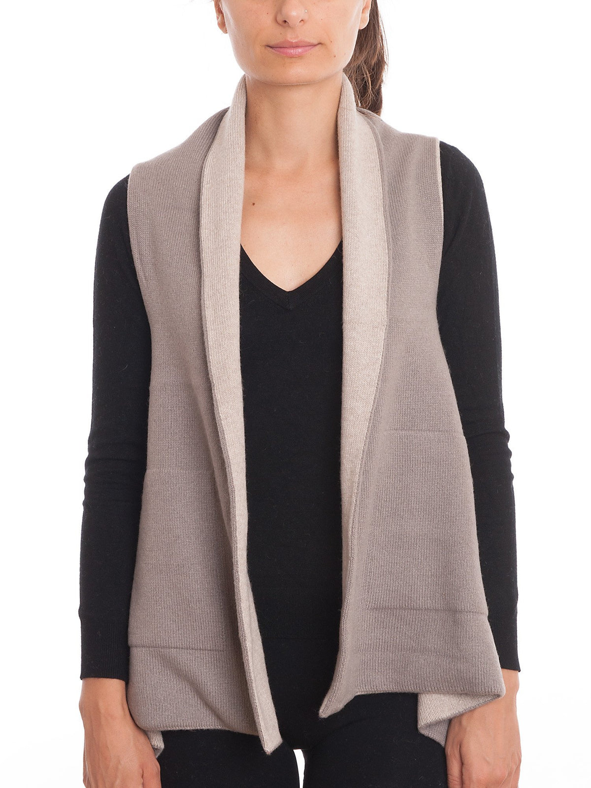 Zweifarbiges Cape aus Kaschmirmischung, wendbar, Farbe Nerz Beige | Dalle Piane Cashmere