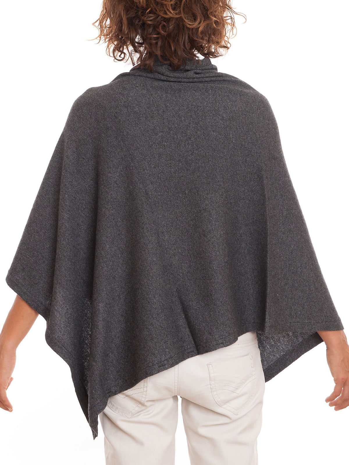 Poncho aus Kaschmirmischung mit Knöpfen, Farbe Anthrazit, Ansicht 2 | Dalle Piane Cashmere