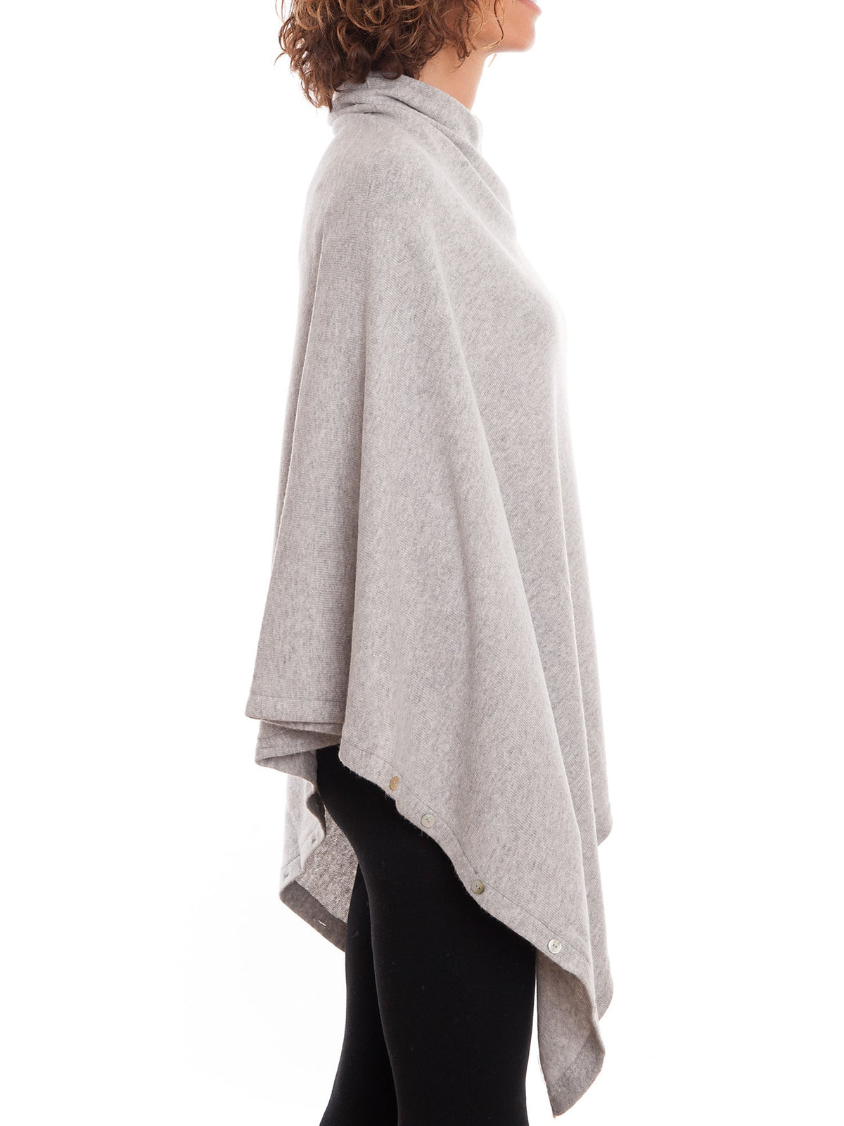 Poncho aus Kaschmirmischung mit Knöpfen, Farbe Grau, Ansicht 2 | Dalle Piane Cashmere