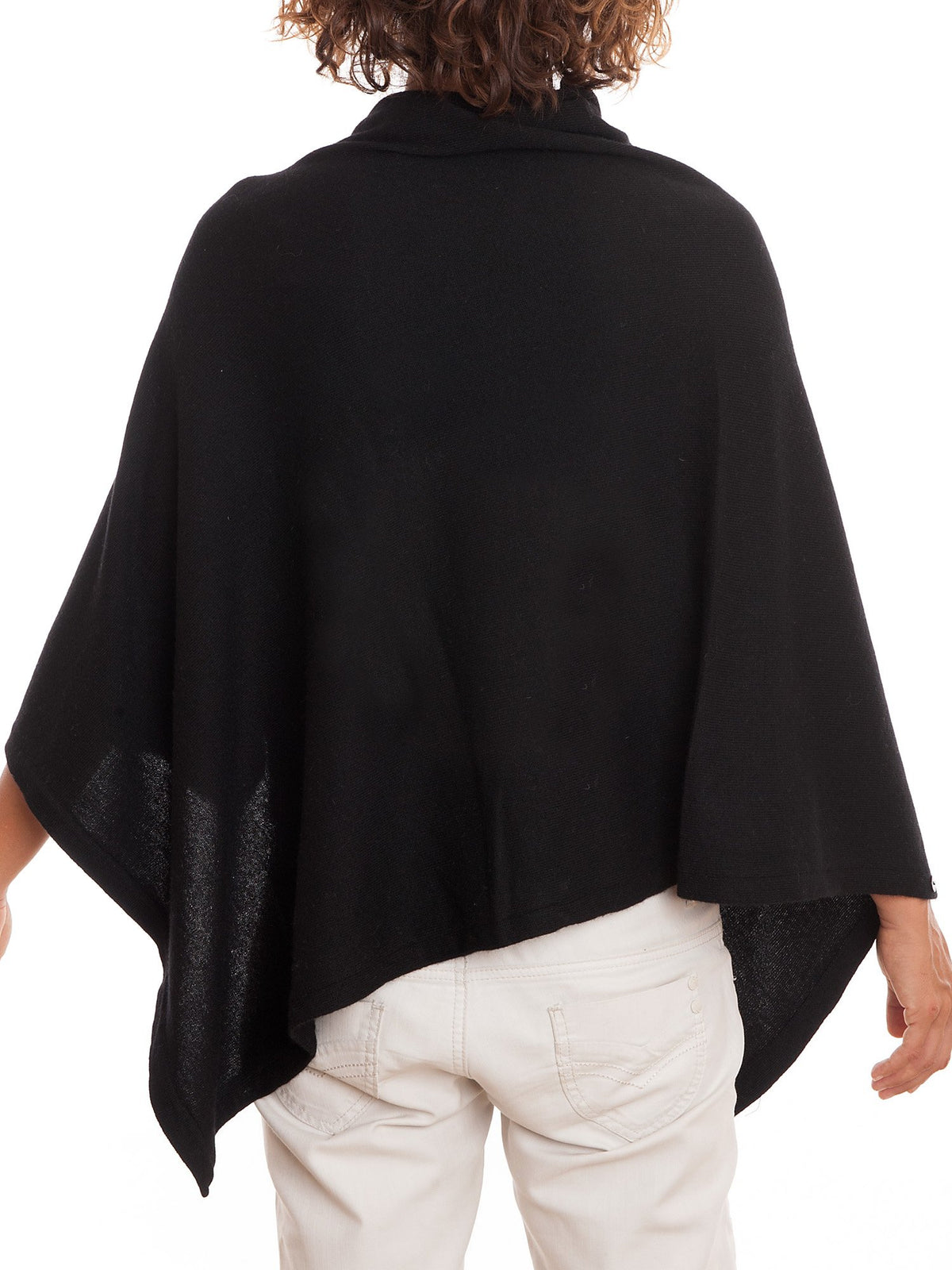 Poncho aus Kaschmirmischung mit Knöpfen, Farbe Schwarz, Ansicht 3 | Dalle Piane Cashmere