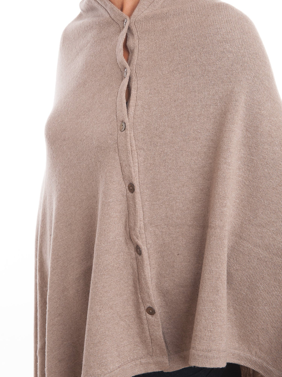 Poncho aus Kaschmirmischung mit Knöpfen, Farbe Nerz, Ansicht 4 | Dalle Piane Cashmere