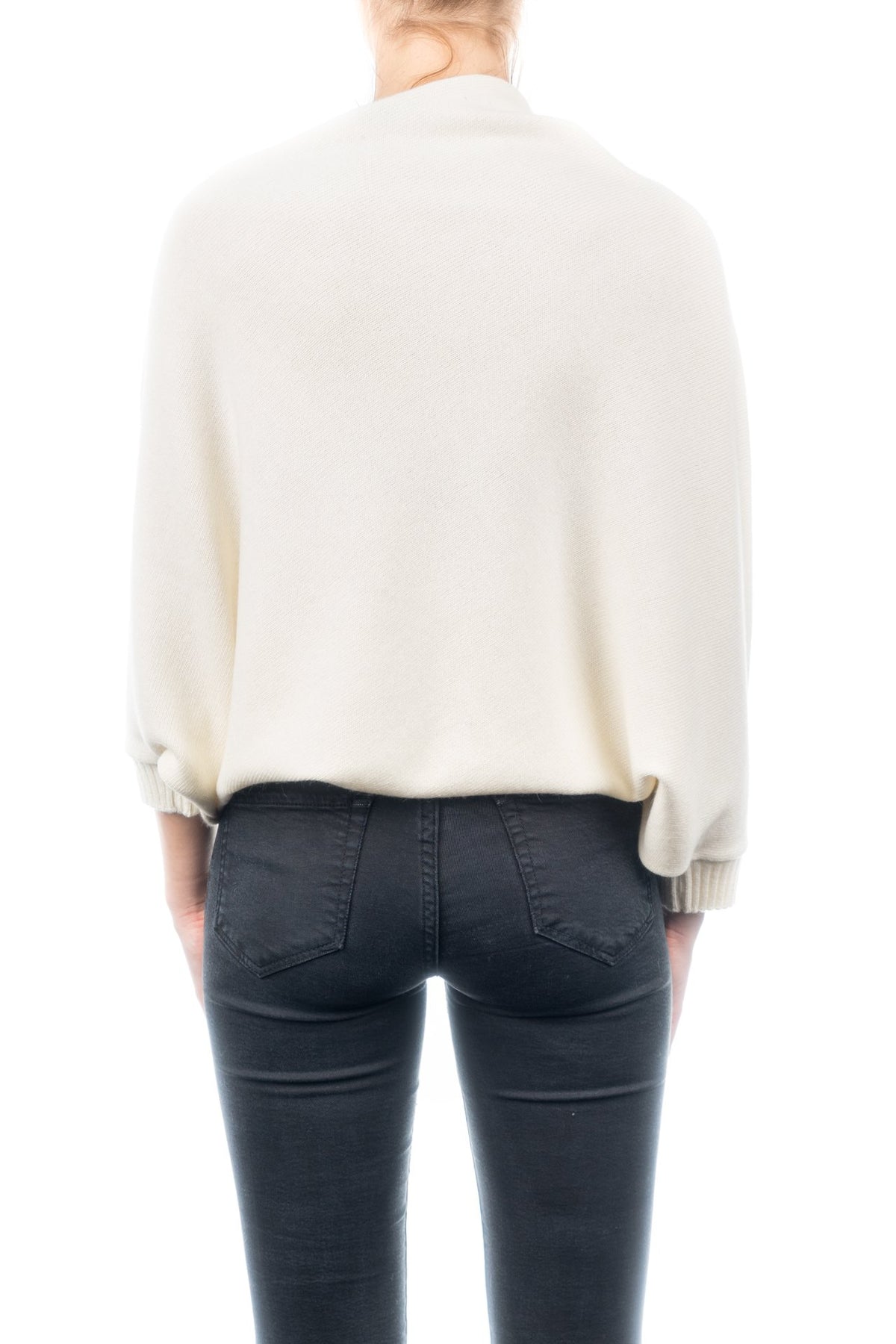 Poncho mit Ärmeln aus Kaschmirmischung, Farbe Creme, Ansicht 3 | Dalle Piane Cashmere