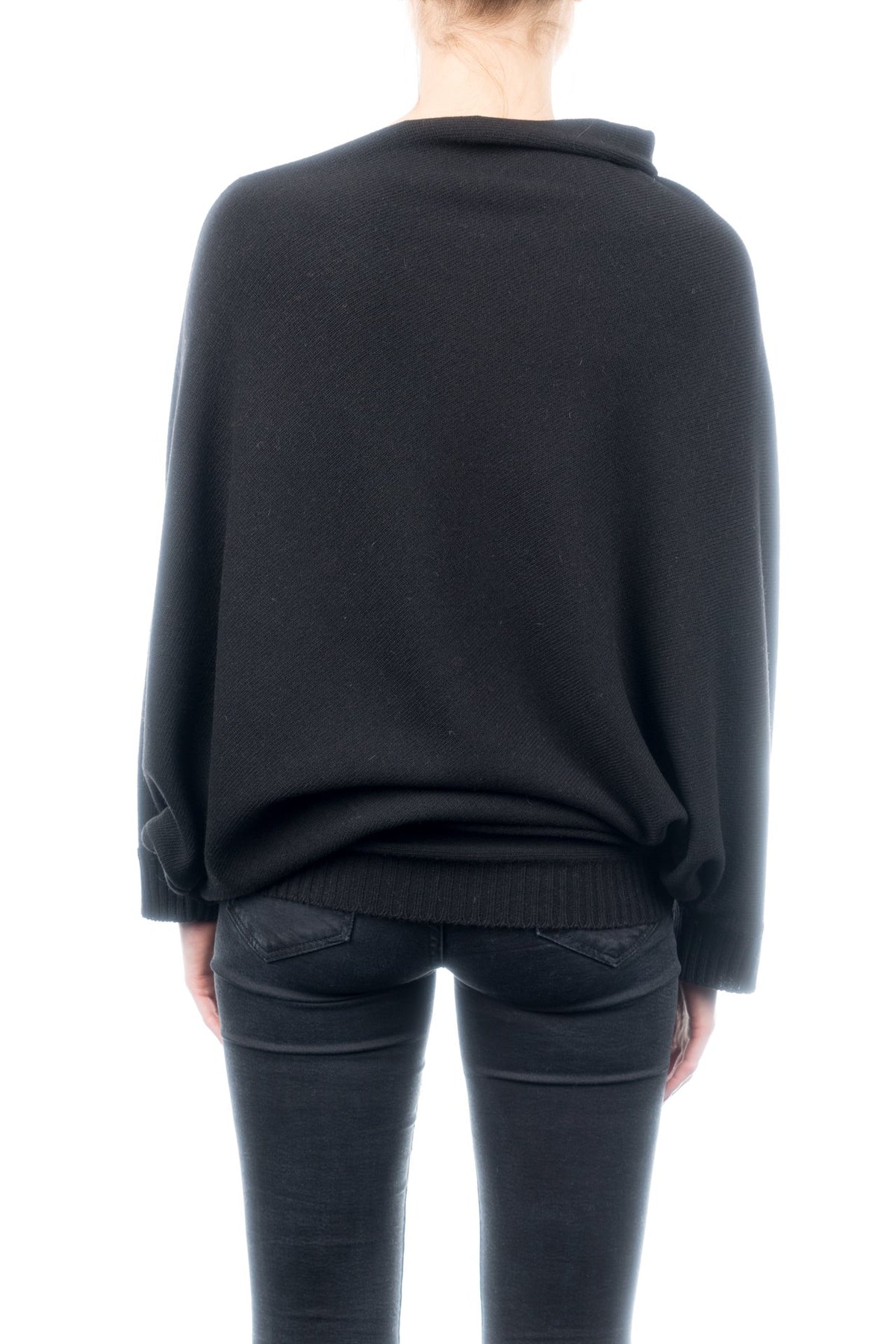 Poncho mit Ärmeln aus Kaschmirmischung, Farbe Schwarz, Ansicht 3 | Dalle Piane Cashmere