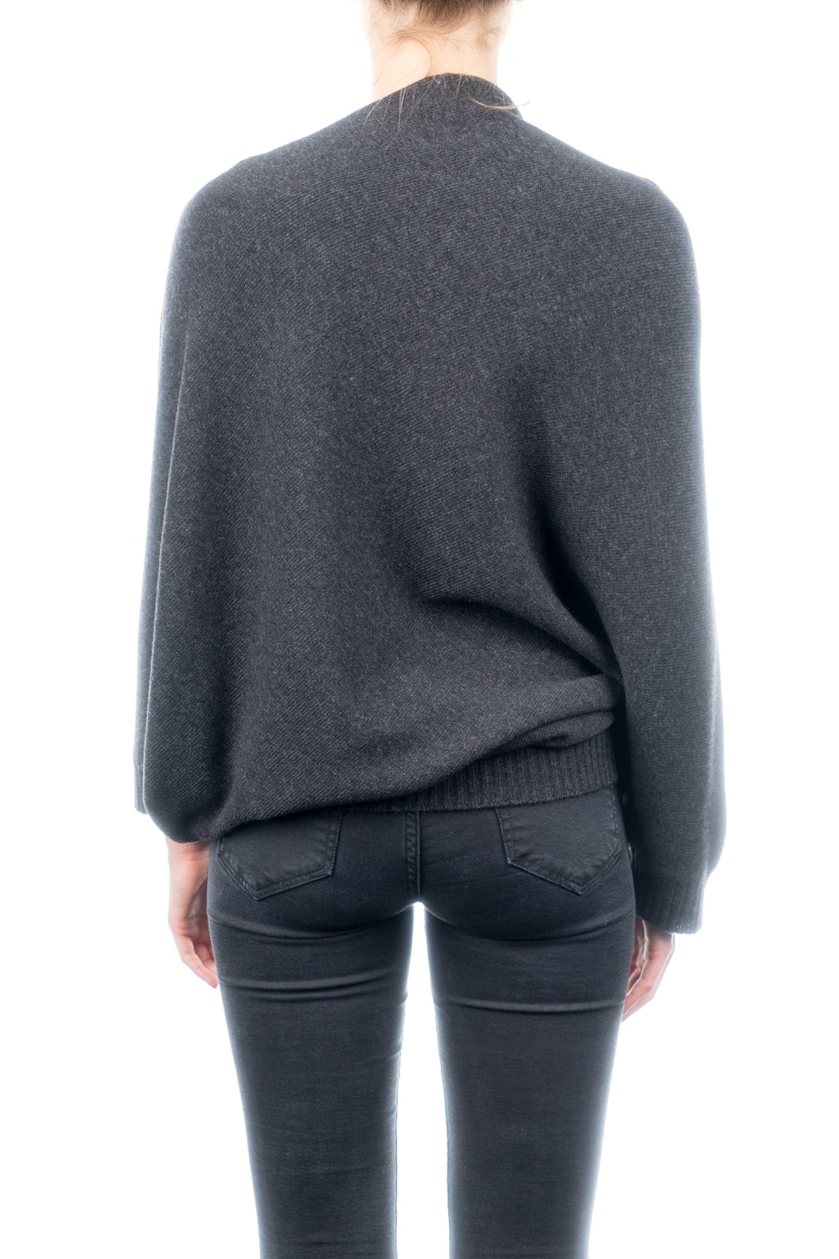 Poncho mit Ärmeln aus Kaschmirmischung, Farbe Anthrazit, Ansicht 3 | Dalle Piane Cashmere