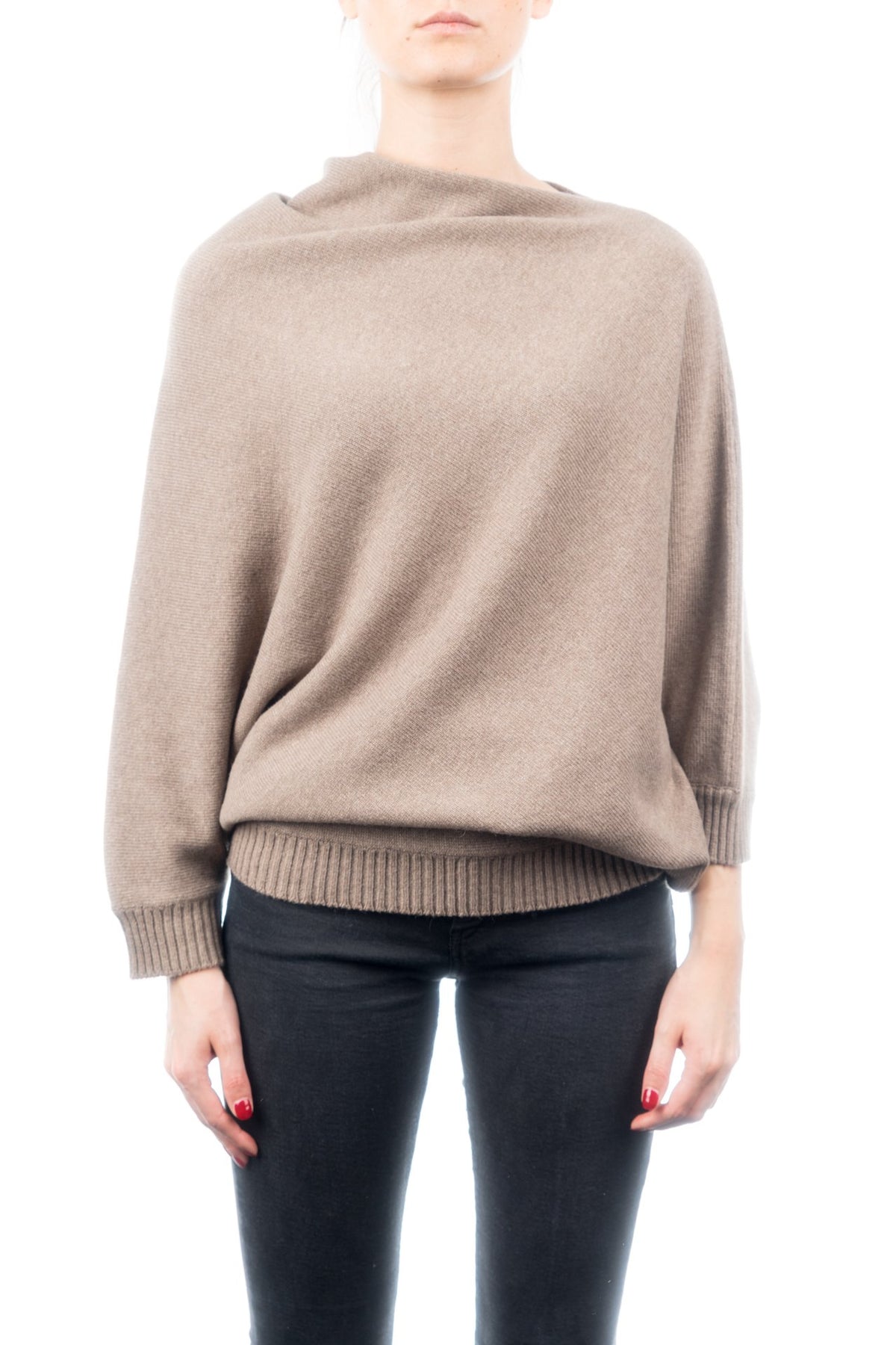 Poncho mit Ärmeln aus Kaschmirmischung, Farbe Nerz | Dalle Piane Cashmere