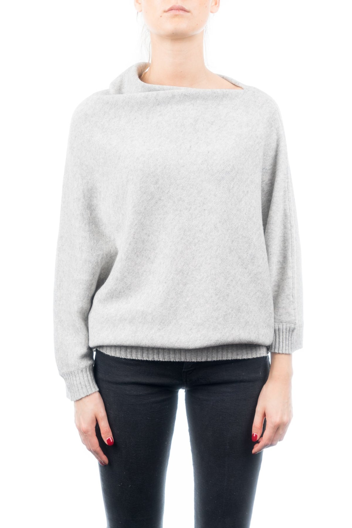 Poncho mit Ärmeln aus Kaschmirmischung, Farbe Grau | Dalle Piane Cashmere