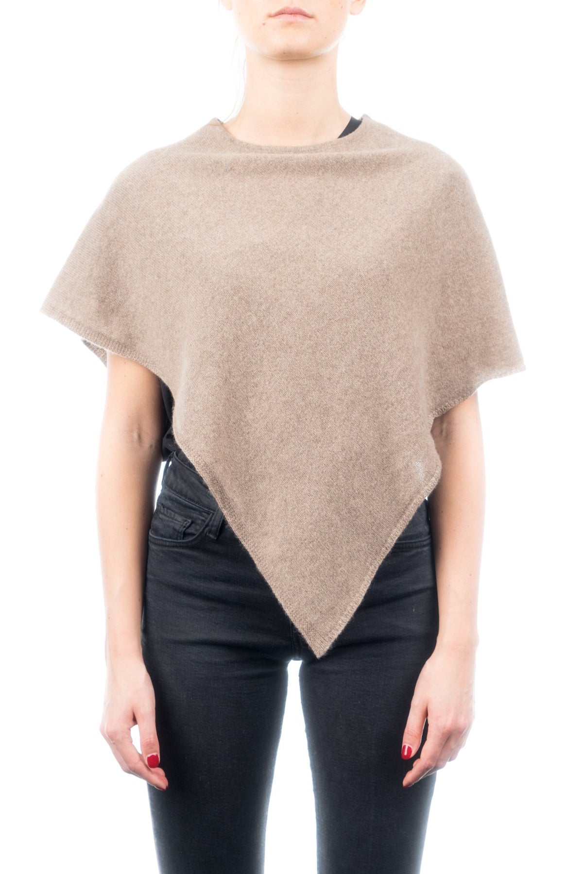Kurzer Poncho 100 % Kaschmir, Farbe Nerz | Dalle Piane Cashmere