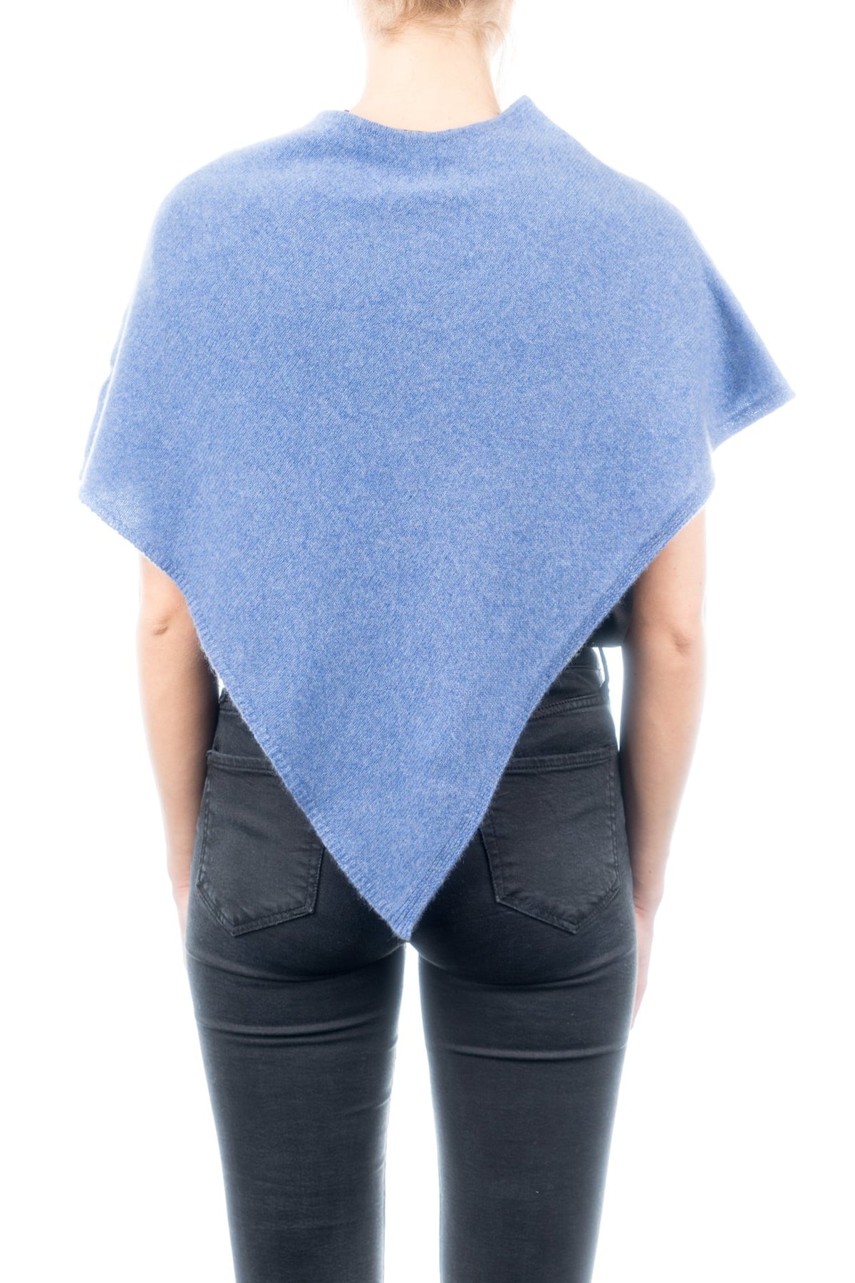 Kurzer Poncho 100 % Kaschmir, Farbe Hellblau, Ansicht 3 | Dalle Piane Cashmere