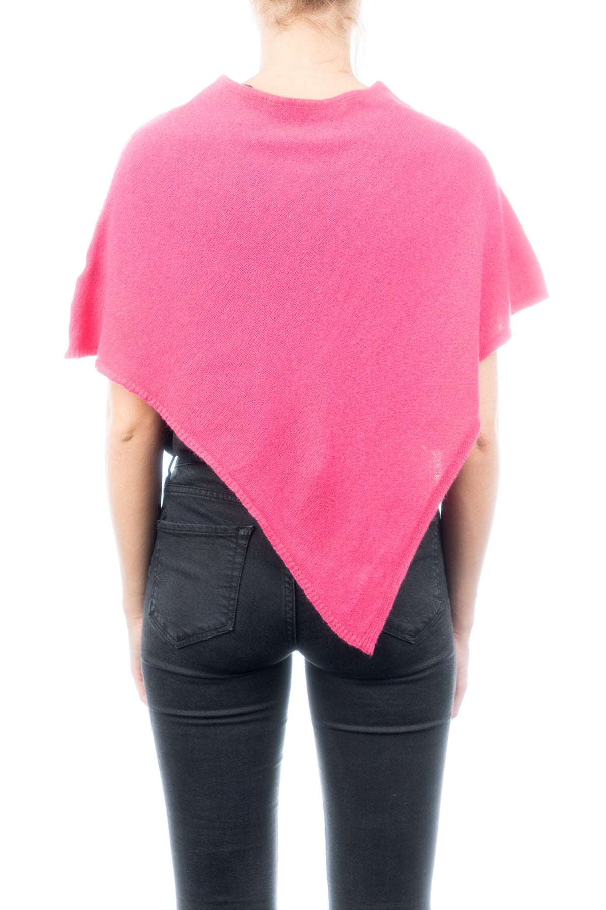 Kurzer Poncho 100 % Kaschmir, Farbe Fuchsia, Ansicht 3 | Dalle Piane Cashmere