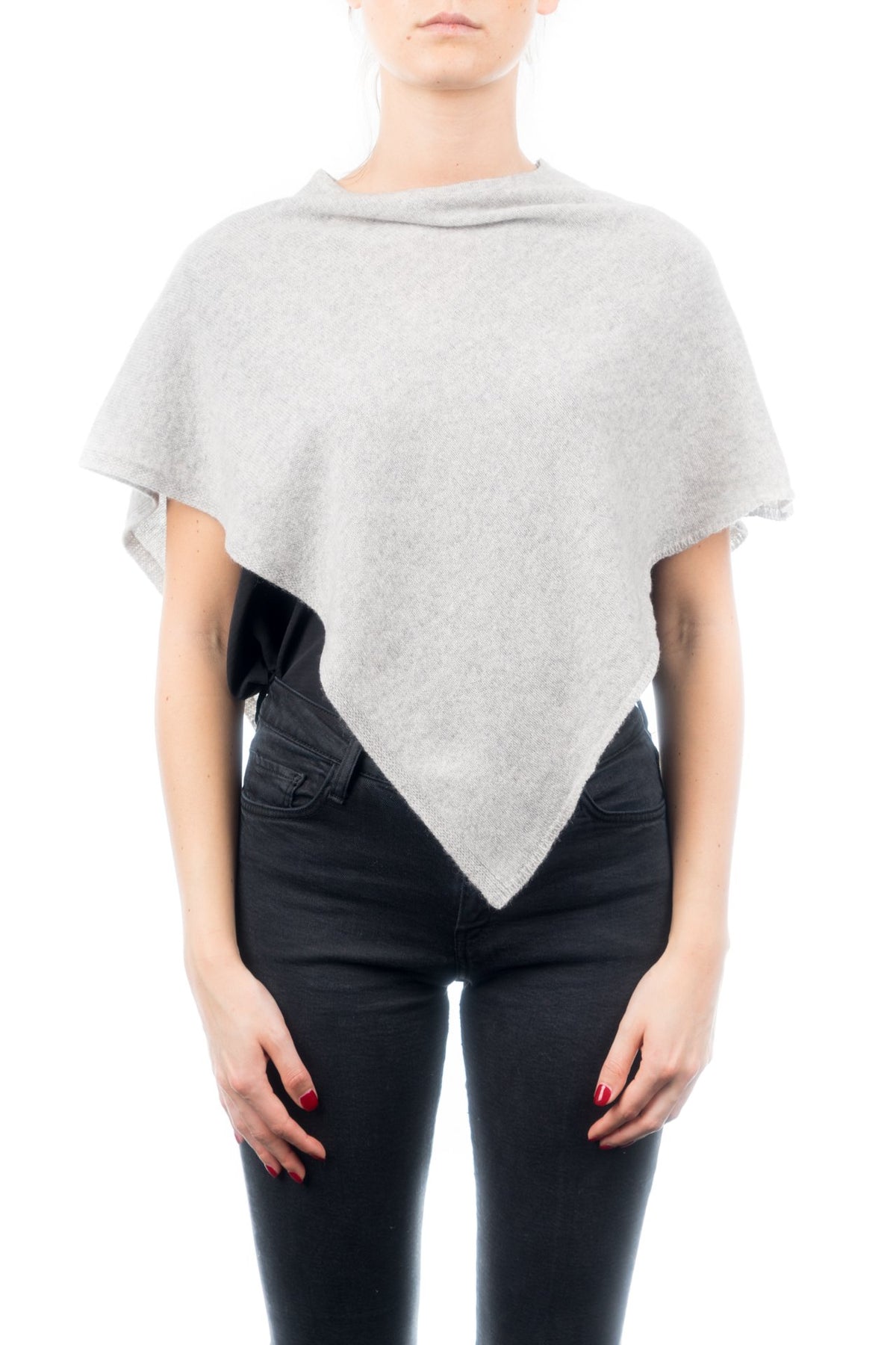 Kurzer Poncho 100 % Kaschmir, Farbe Grau | Dalle Piane Cashmere