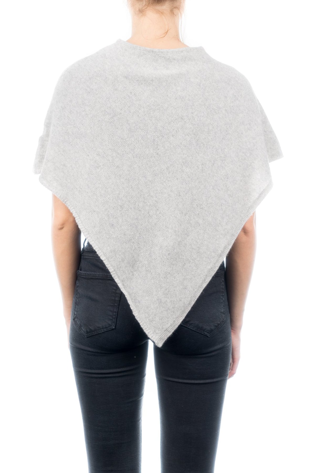 Kurzer Poncho 100 % Kaschmir, Farbe Grau, Ansicht 3 | Dalle Piane Cashmere
