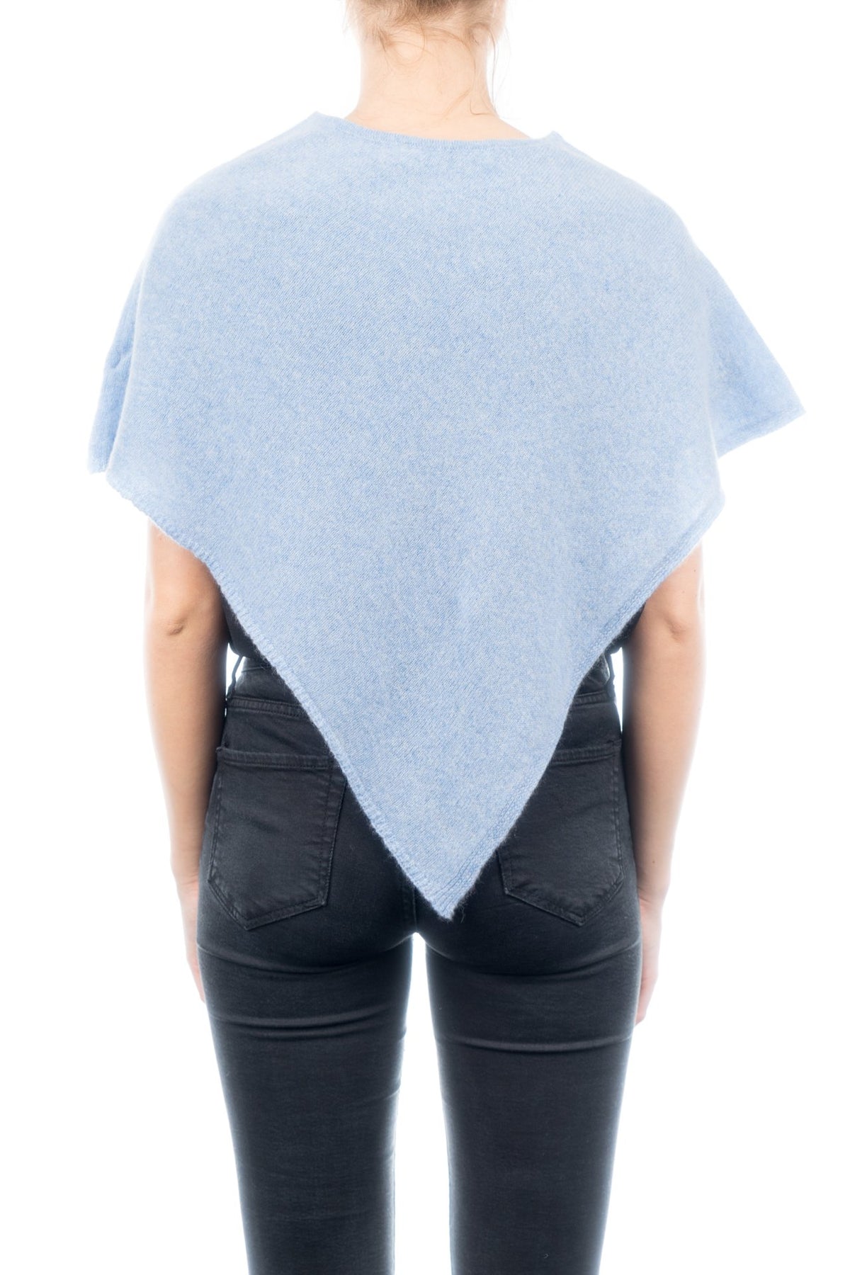 Kurzer Poncho 100 % Kaschmir, Farbe Himmel, Ansicht 3 | Dalle Piane Cashmere