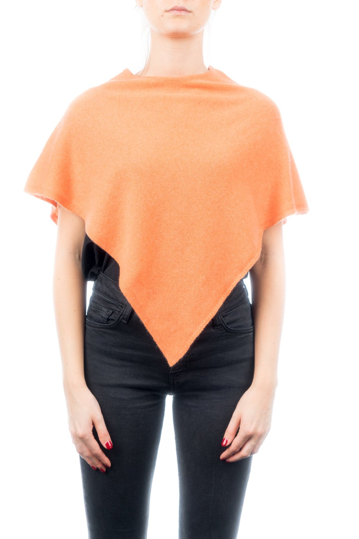 Kurzer Poncho 100 % Kaschmir, Farbe Orange | Dalle Piane Cashmere
