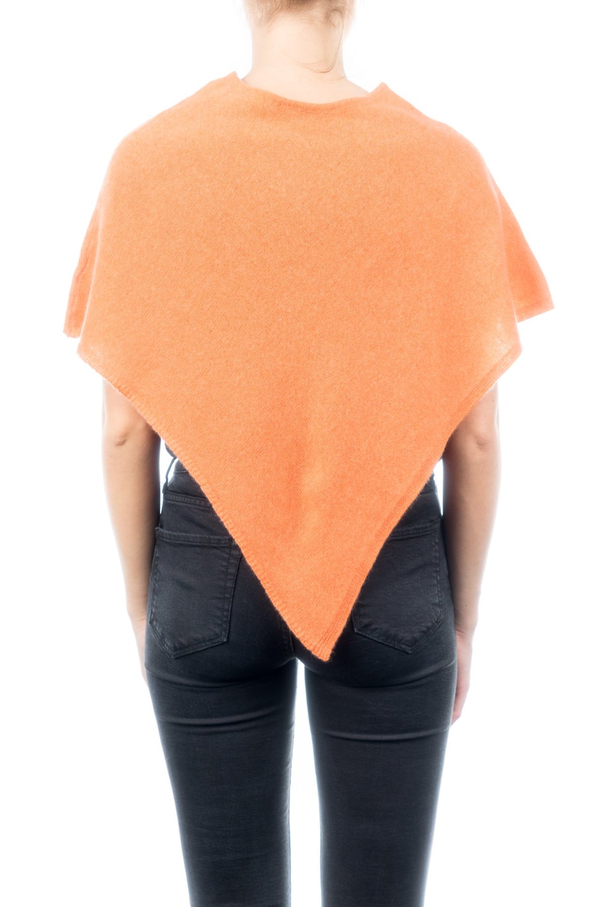 Kurzer Poncho 100 % Kaschmir, Farbe Orange, Ansicht 3 | Dalle Piane Cashmere