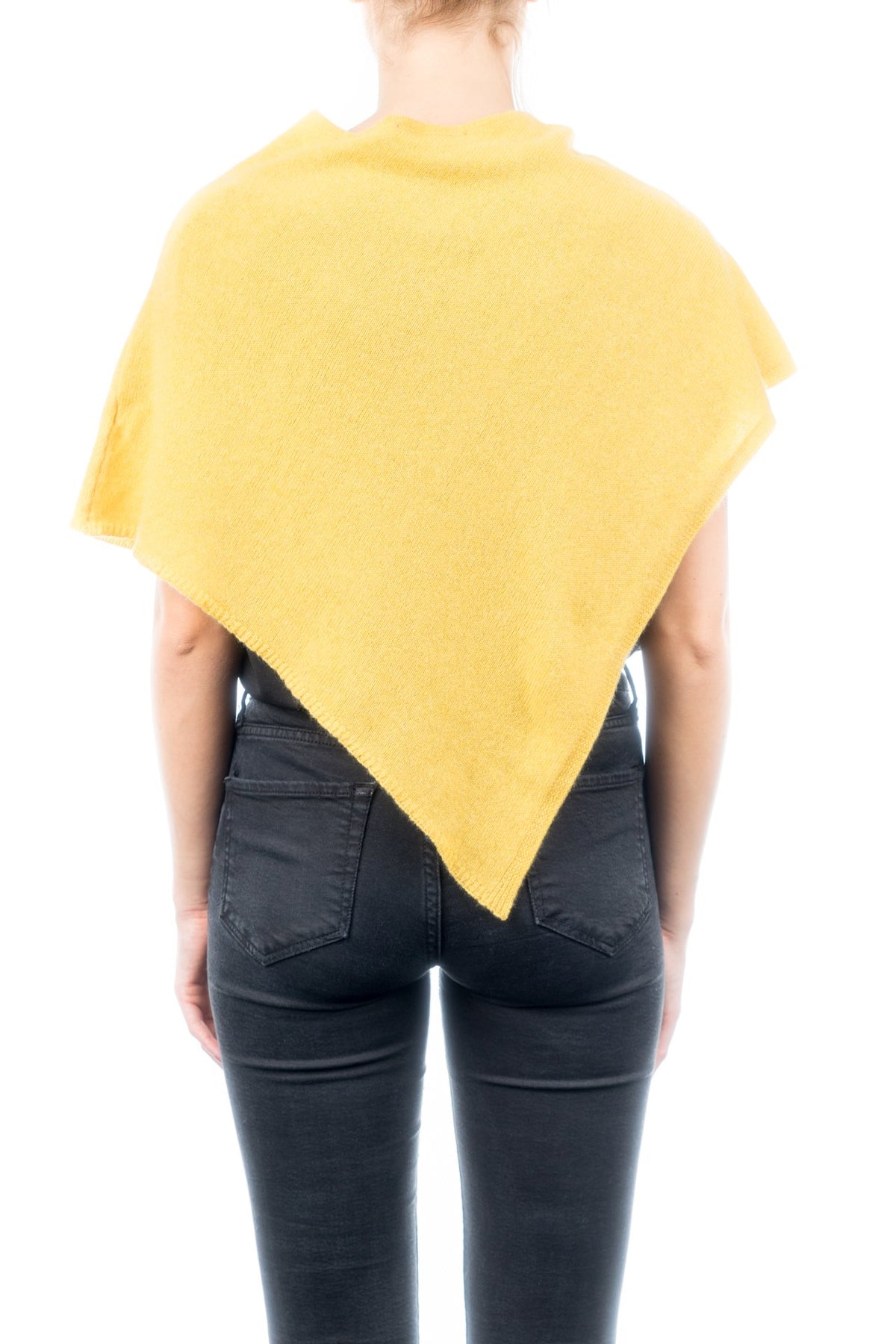 Kurzer Poncho 100 % Kaschmir, Farbe Gelb, Ansicht 3 | Dalle Piane Cashmere