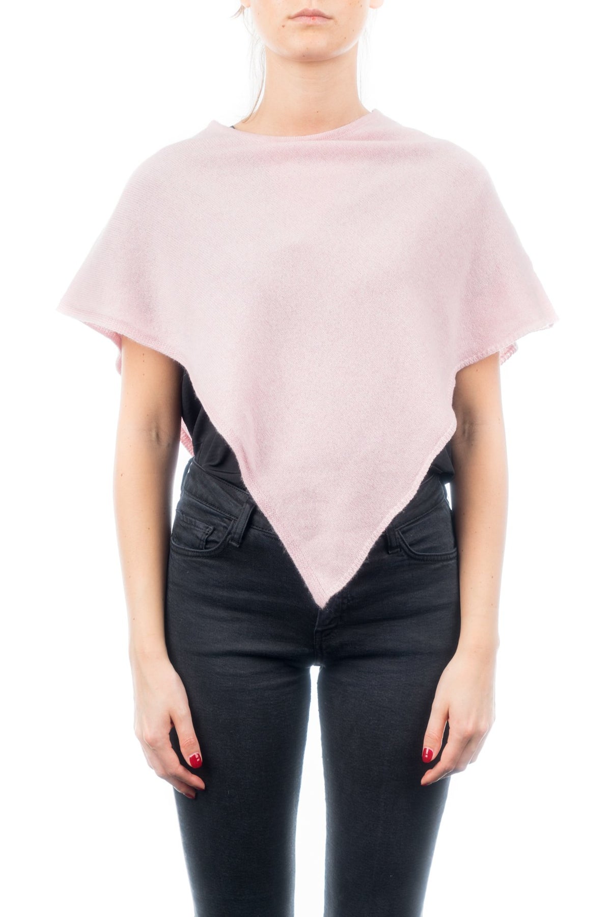 Kurzer Poncho 100 % Kaschmir, Farbe Rosa | Dalle Piane Cashmere