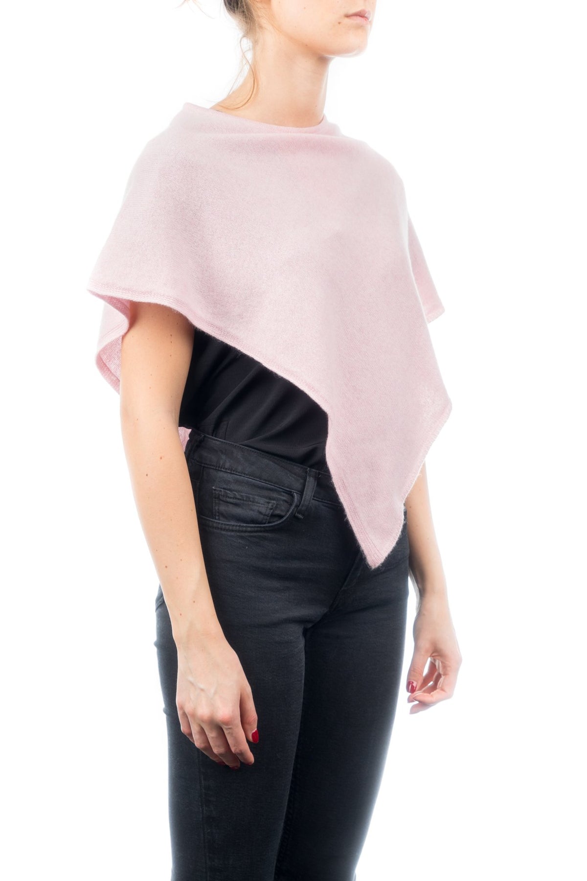 Kurzer Poncho 100 % Kaschmir, Farbe Rosa, Ansicht 2 | Dalle Piane Cashmere