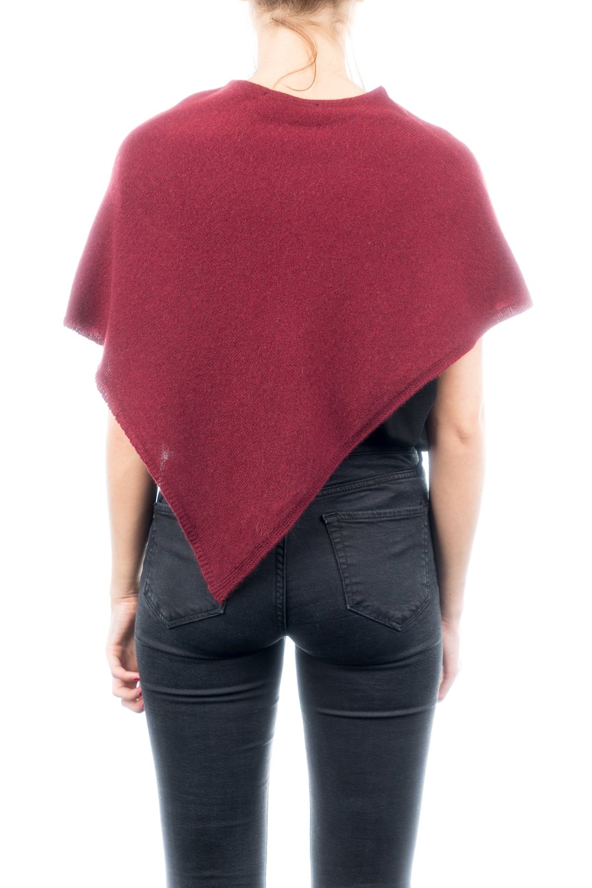 Kurzer Poncho 100 % Kaschmir, Farbe Bordeaux, Ansicht 3 | Dalle Piane Cashmere