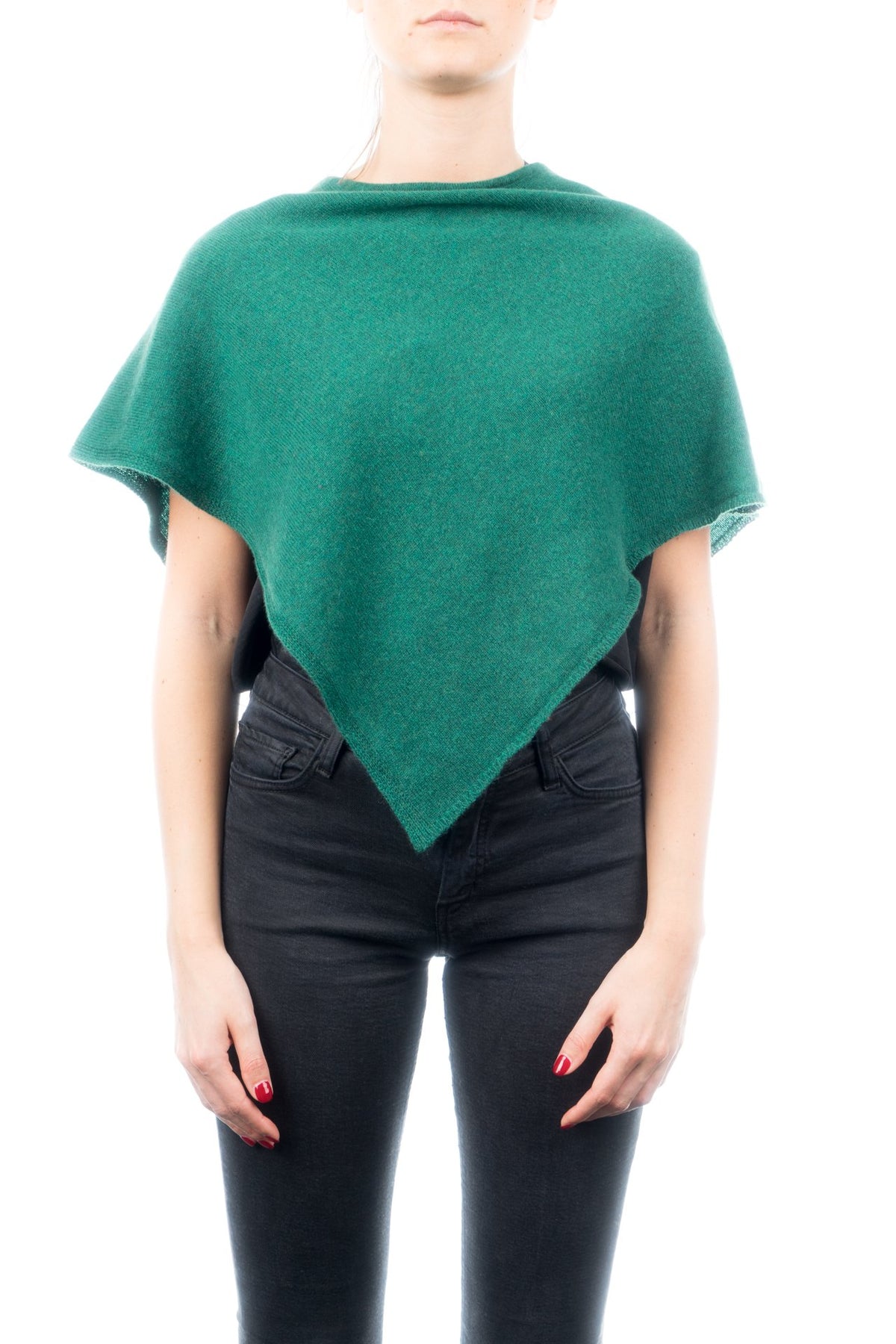 Kurzer Poncho 100 % Kaschmir, Farbe Grün | Dalle Piane Cashmere