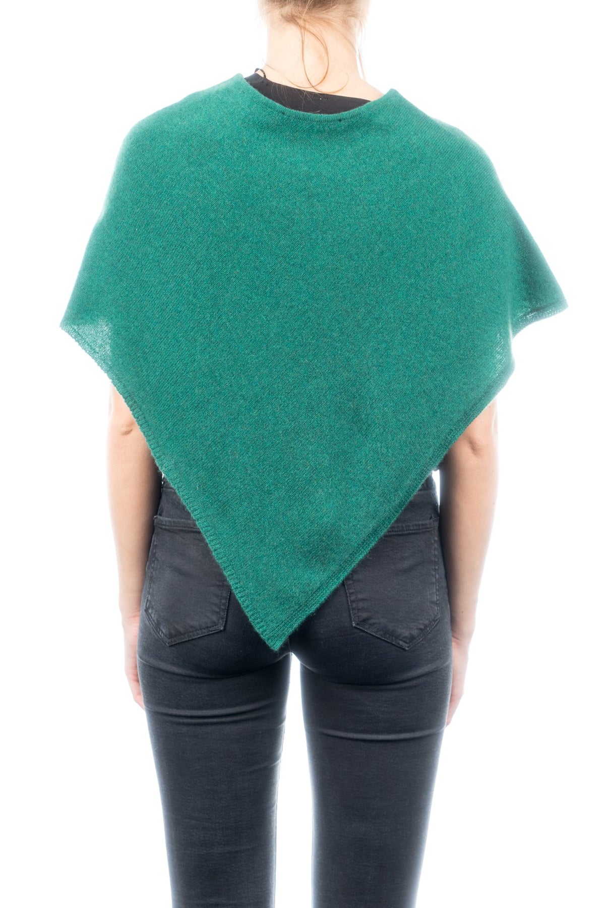 Kurzer Poncho 100 % Kaschmir, Farbe Grün, Ansicht 3 | Dalle Piane Cashmere