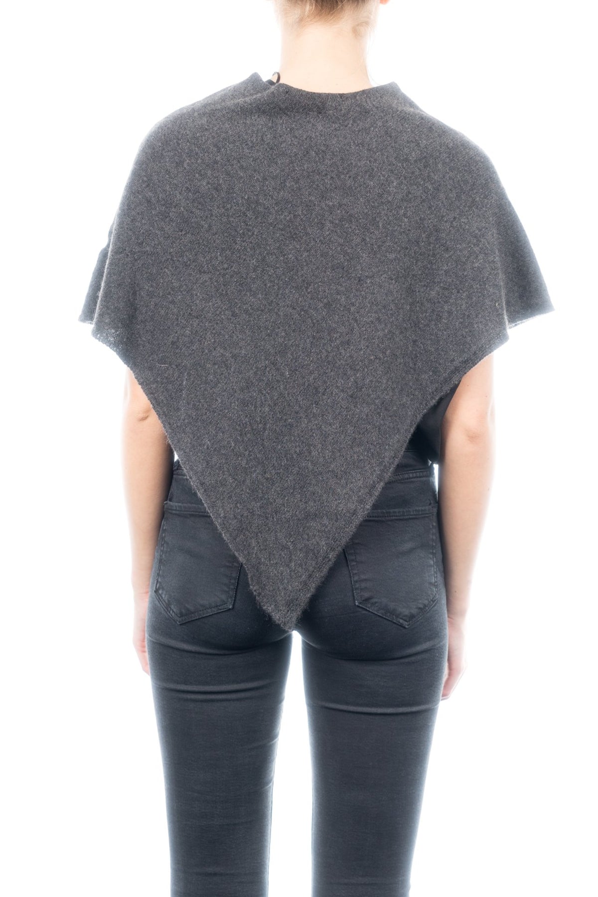 Kurzer Poncho 100 % Kaschmir, Farbe Anthrazit, Ansicht 3 | Dalle Piane Cashmere