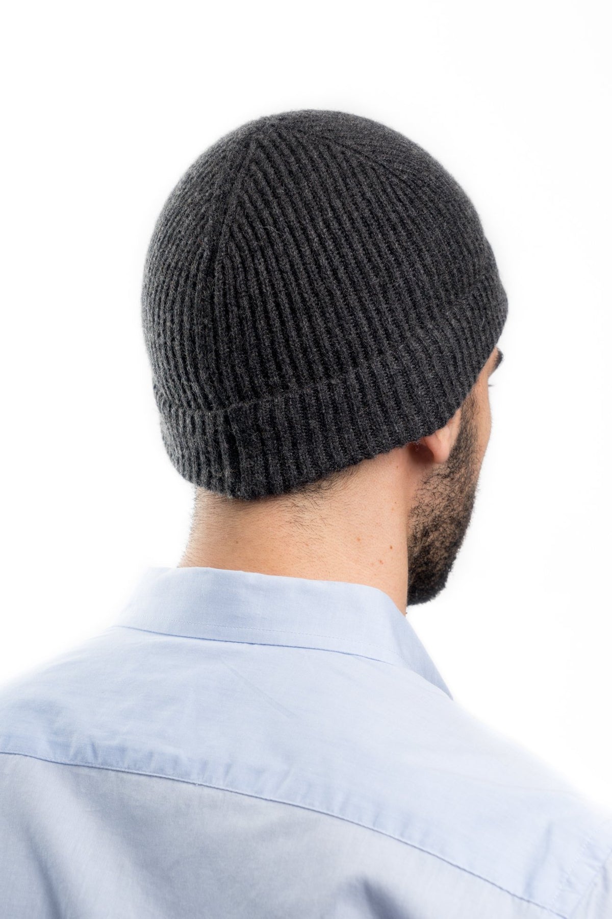 Herrenmütze aus 100 % Kaschmir im englischen Patentmuster, Farbe Anthrazit | Dalle Piane Cashmere