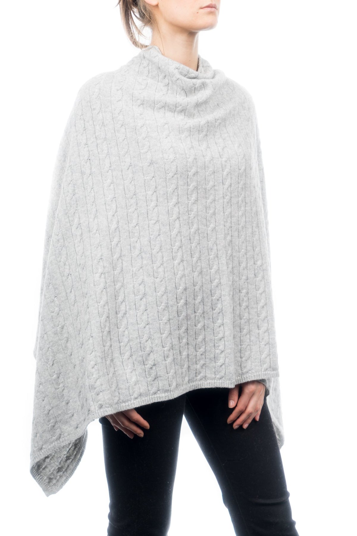 Geflochtener Poncho aus Kaschmirmischung, Farbe Grau | Dalle Piane Cashmere